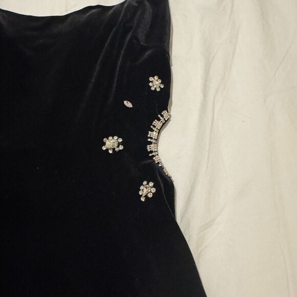 Zara Velvet Jeweled Cut Out Dress - Picture 3 of 3